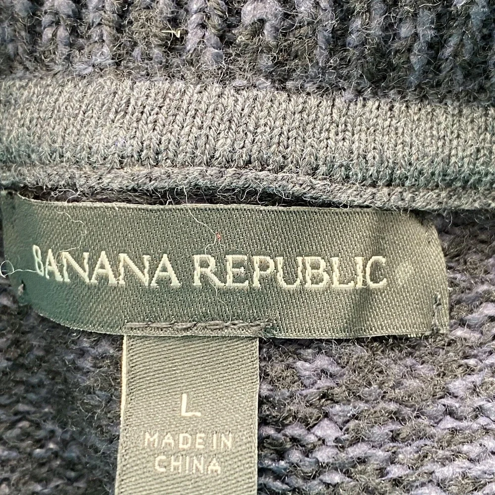 Banana Republic Mens Sweater Large Long Sleeve Solid Blue Pullover Wool Blend‎